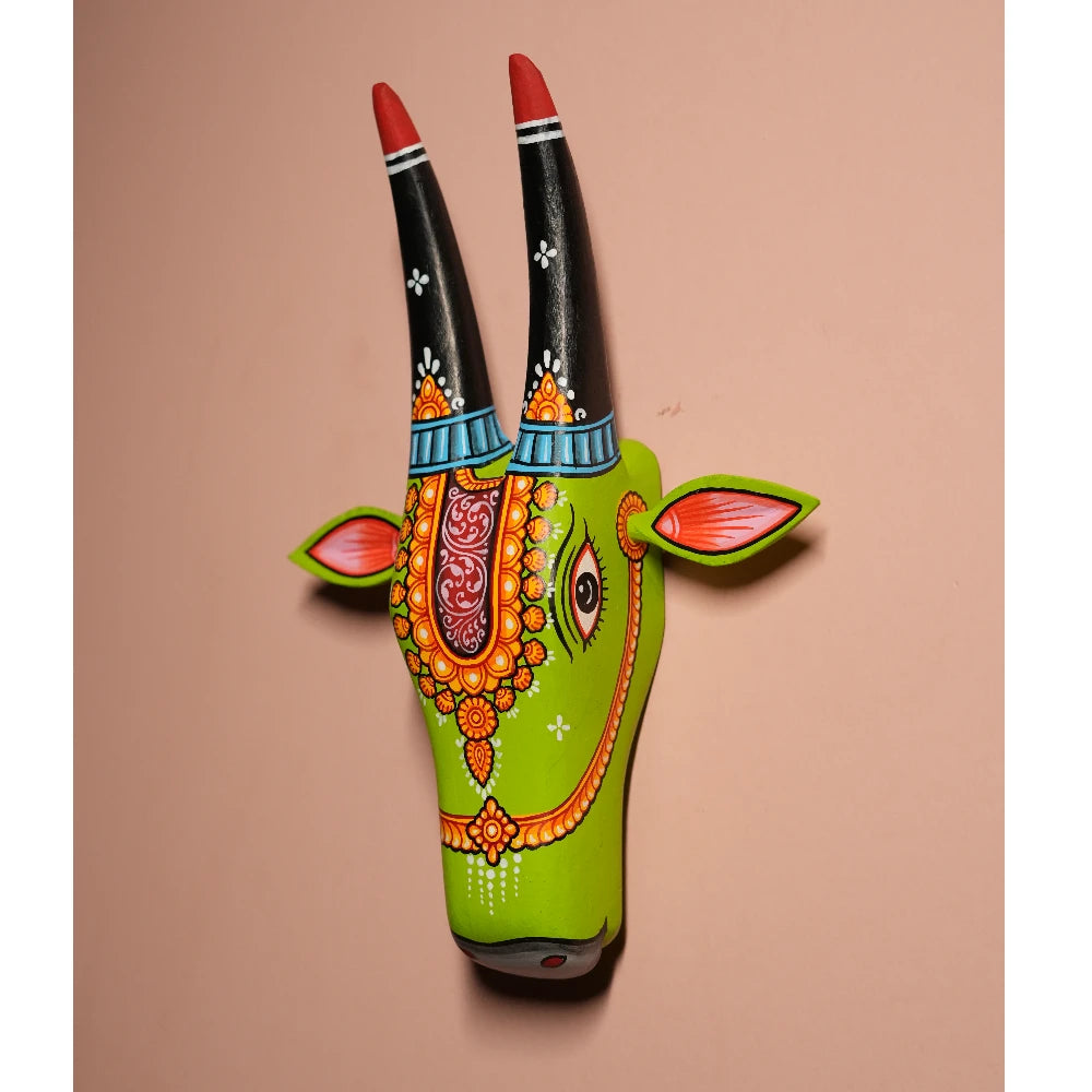 Hand-painted Pattachitra Cow Head Hand Painted Painting gallery image by Maavni