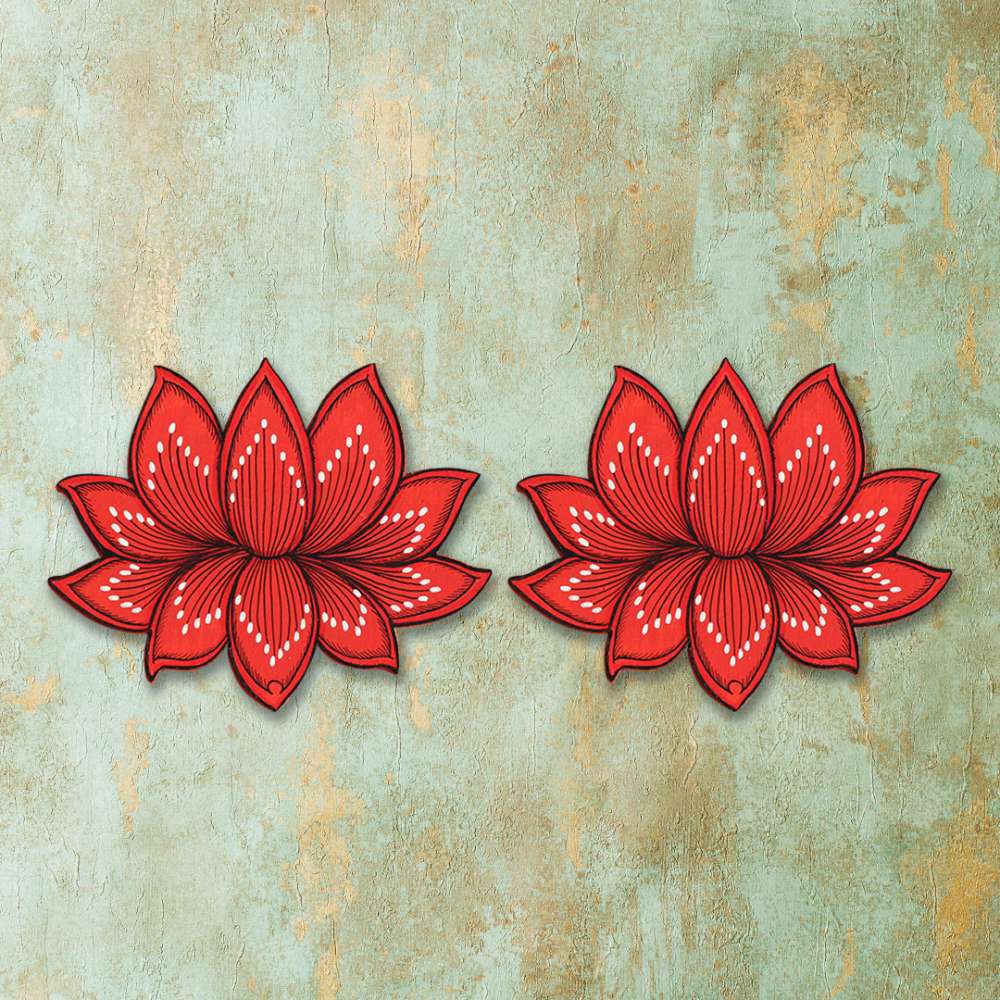 Hand-painted Pattachitra Lotus Pair Cutouts Decor by Maavni