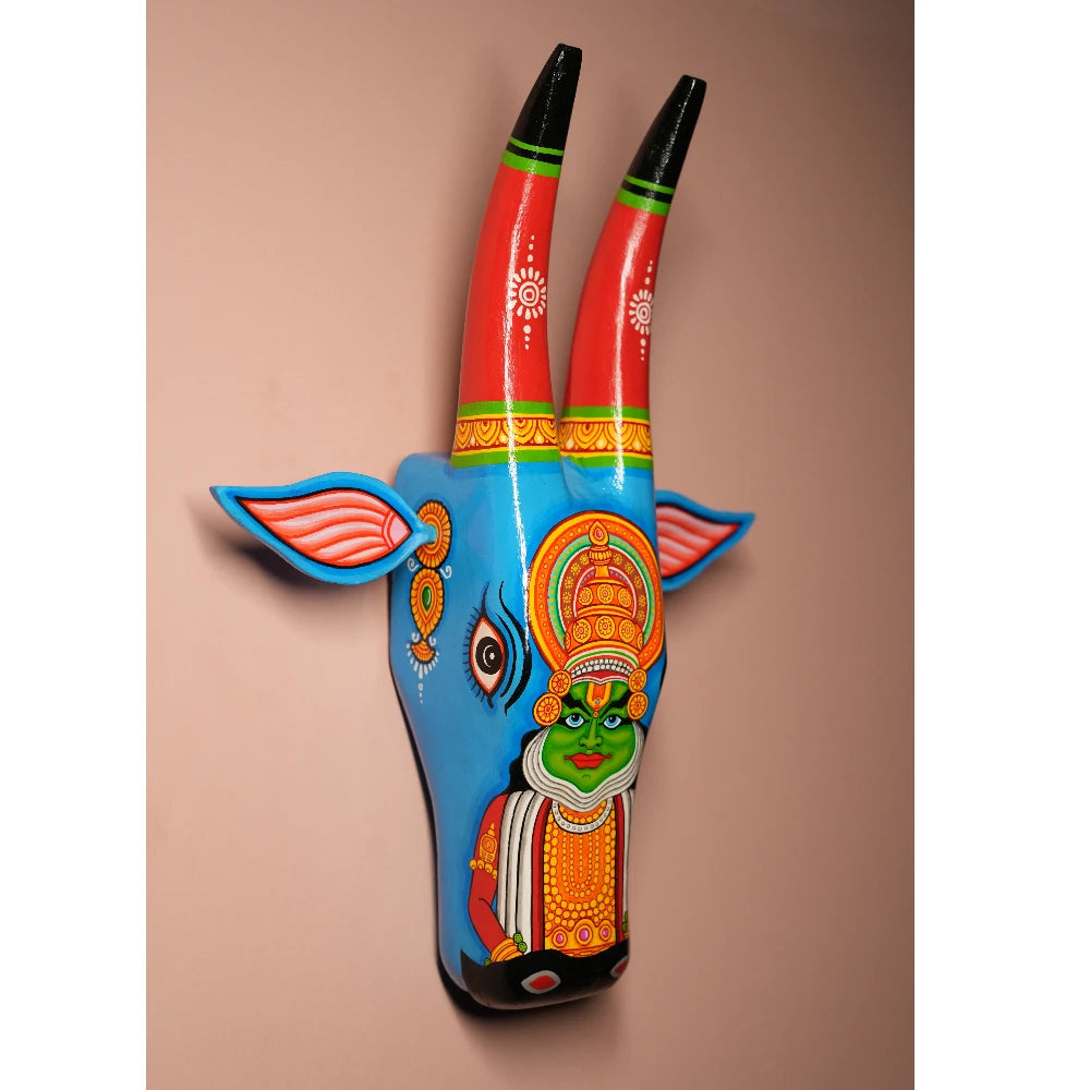 Hand-painted Pattachitra Cow Head Dark Bharatanatyam Hand Painted D Cor Painting gallery image by Maavni