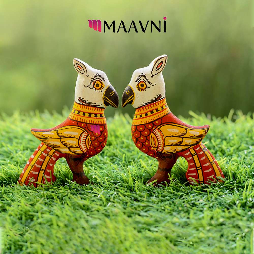 Hand-painted Pattachitra Bird Toy Cutouts Decor by Maavni