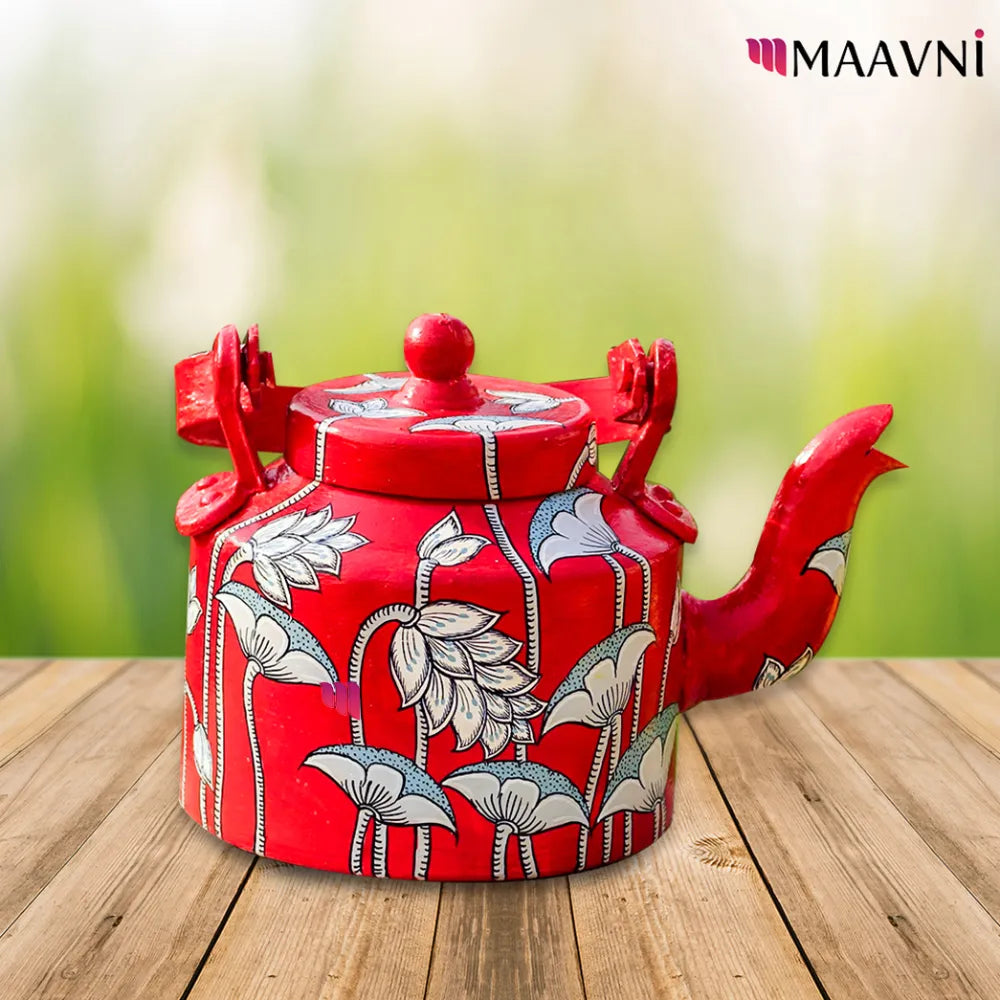 Hand-painted Pattachitra Lotus Theme Kettle gallery image by Maavni