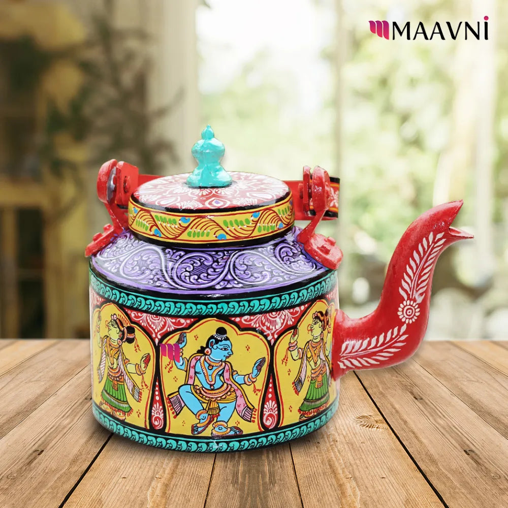 Hand-painted Pattachitra Nartaki Theme Kettle gallery image by Maavni