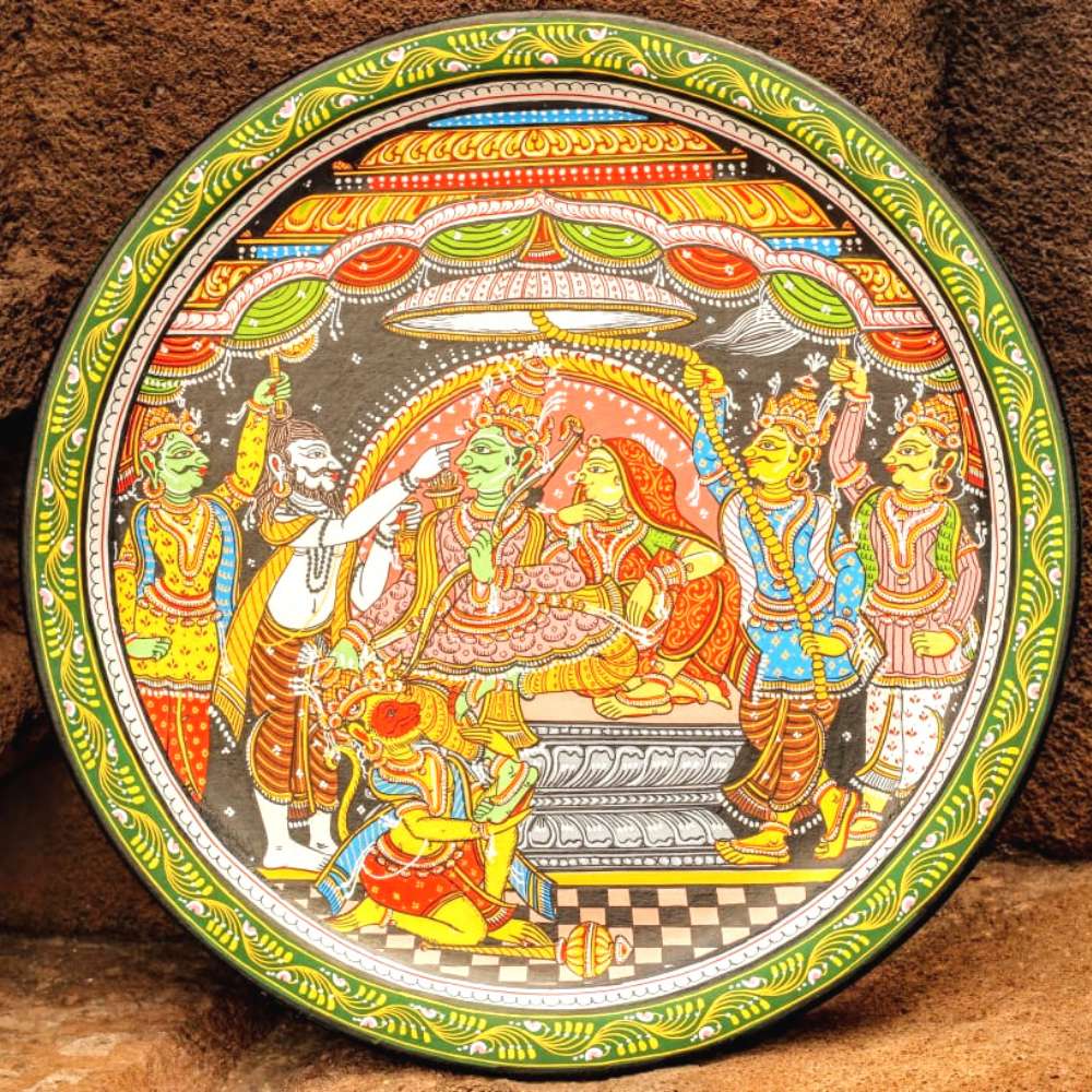 Hand-painted Pattachitra Ram Darbar Wall Plate by Maavni