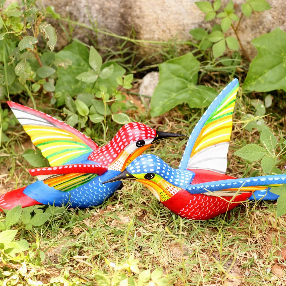 Hand-painted Pattachitra Kingfisher Set Of Birds Decor by Maavni