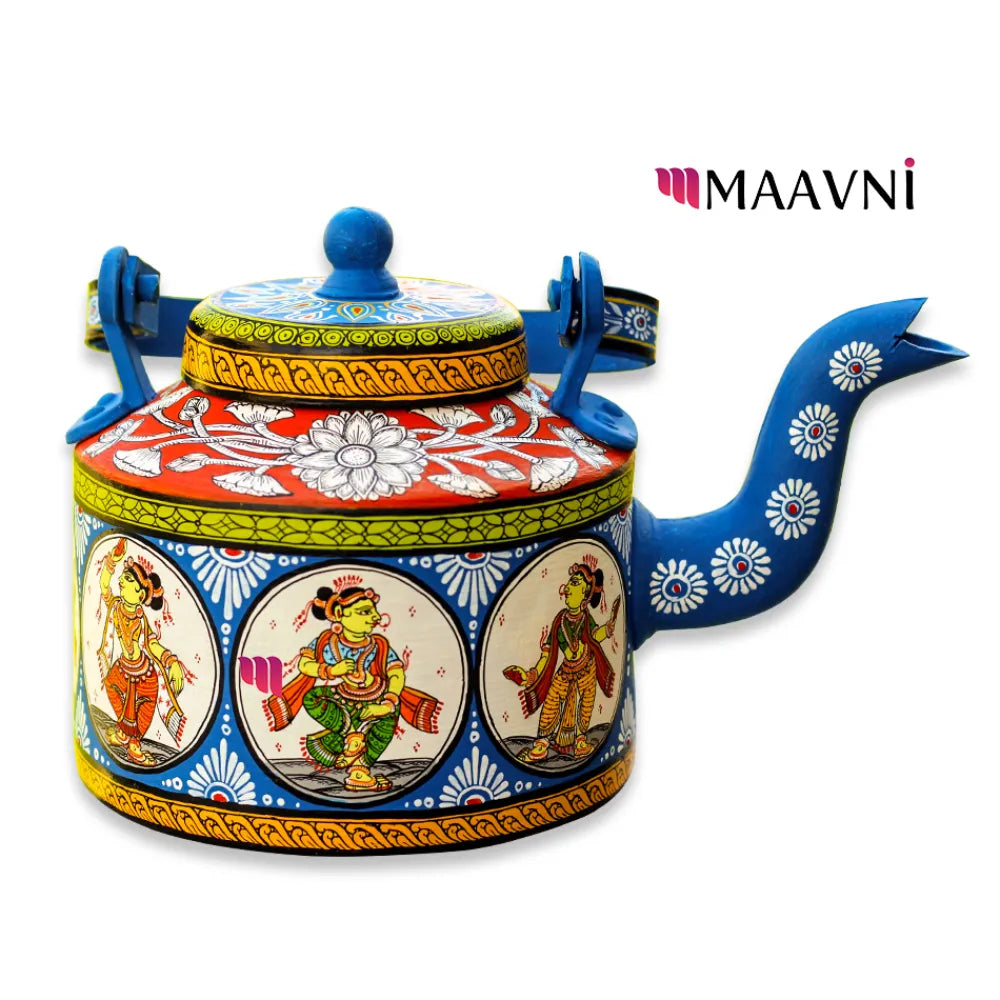 Hand-painted Pattachitra Dancer Girl Theme Kettle gallery image by Maavni