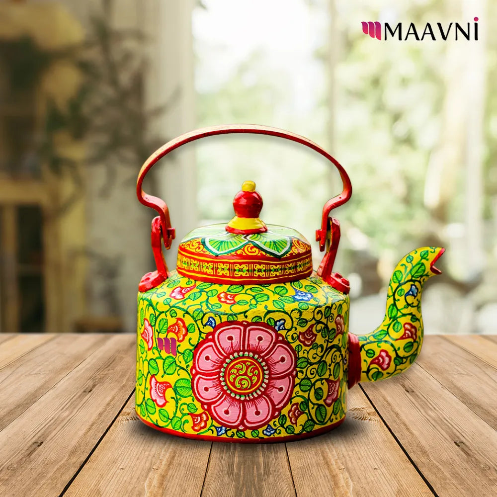 Hand-painted Pattachitra Flora Colorful Decorative Kettle gallery image by Maavni