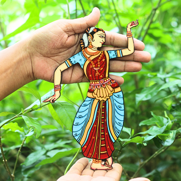 Bharatanatyam Dancer Deep Red & Blue Cutout