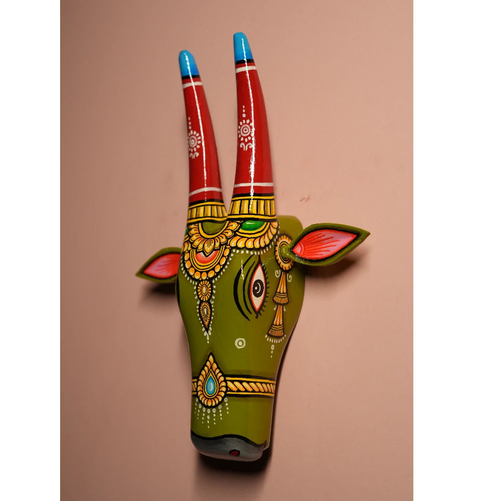 Hand-painted Pattachitra Cow Head Mehandi Hand Painted D Cor Painting gallery image by Maavni