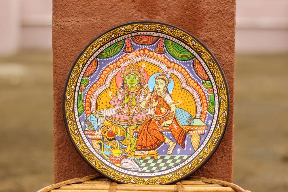 Hand-painted Pattachitra Ram Sita Wall Plate by Maavni