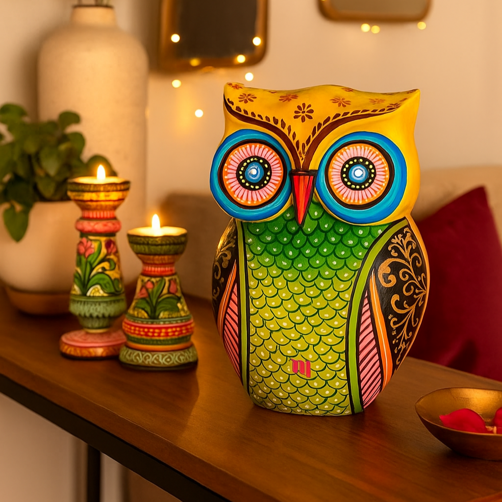 Colorful Owl - hand-painted decorative 