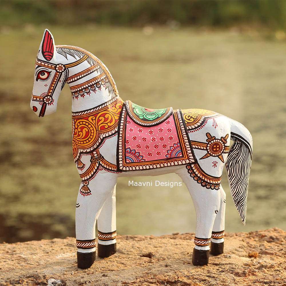 Hand-painted Pattachitra Light Horse Painted Painting by Maavni