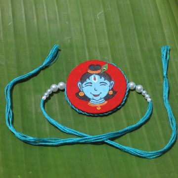 Hand-painted Pattachitra Babykrishna Redrakhi Festive Decor by Maavni
