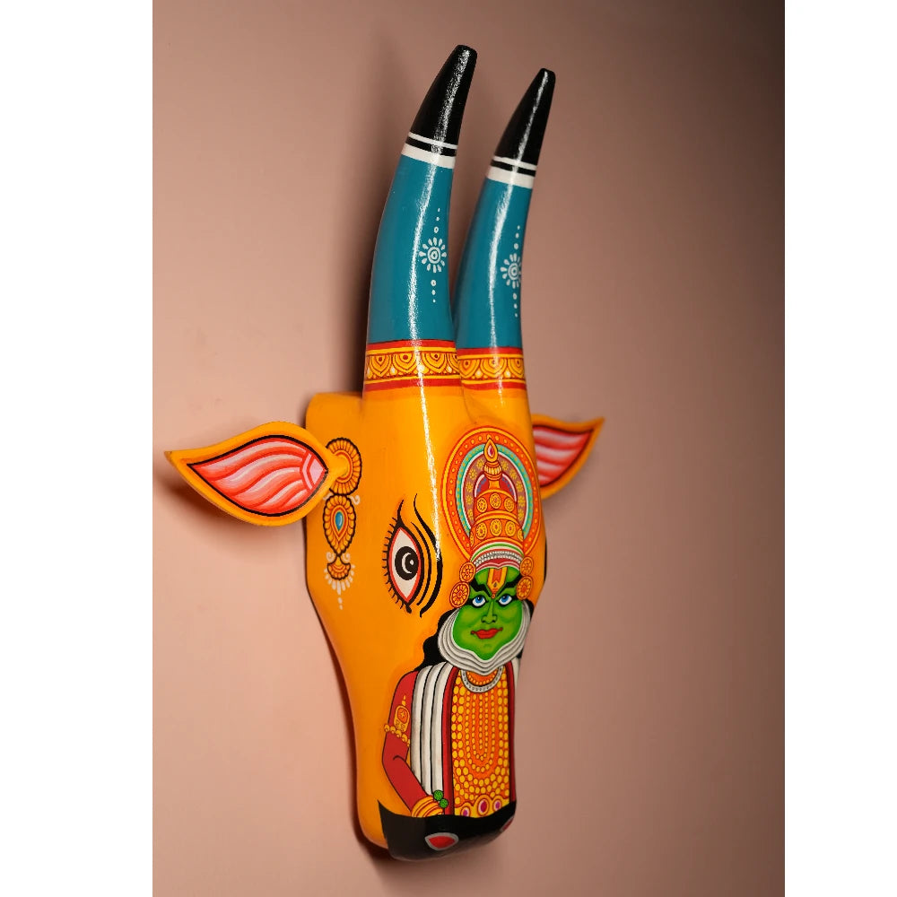 Hand-painted Pattachitra Cow Head Bharatanatyam Hand Painted D Cor Painting gallery image by Maavni