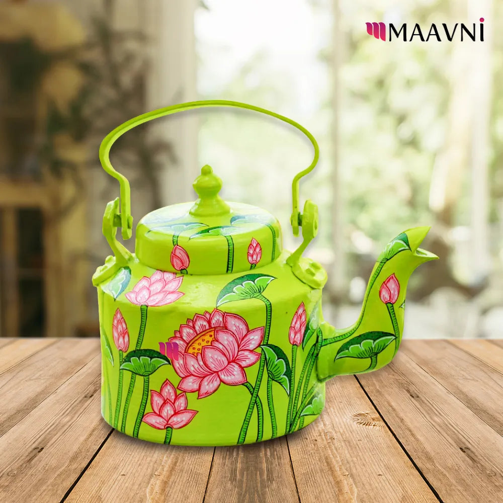 Hand-painted Pattachitra Lotus Theme Kettle gallery image by Maavni