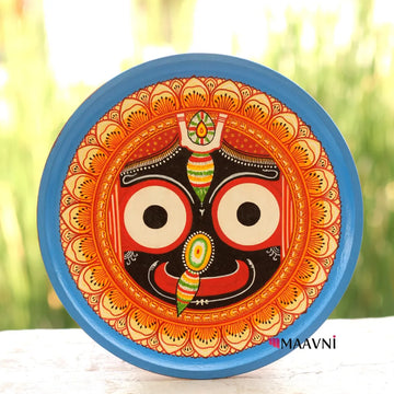 Hand-painted Pattachitra Jaganath Floral Wall Plate by Maavni