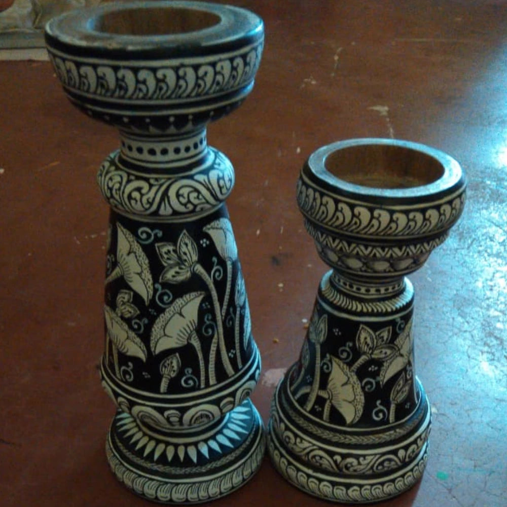 Hand-painted Pattachitra Candle Pair And Festive Decor by Maavni