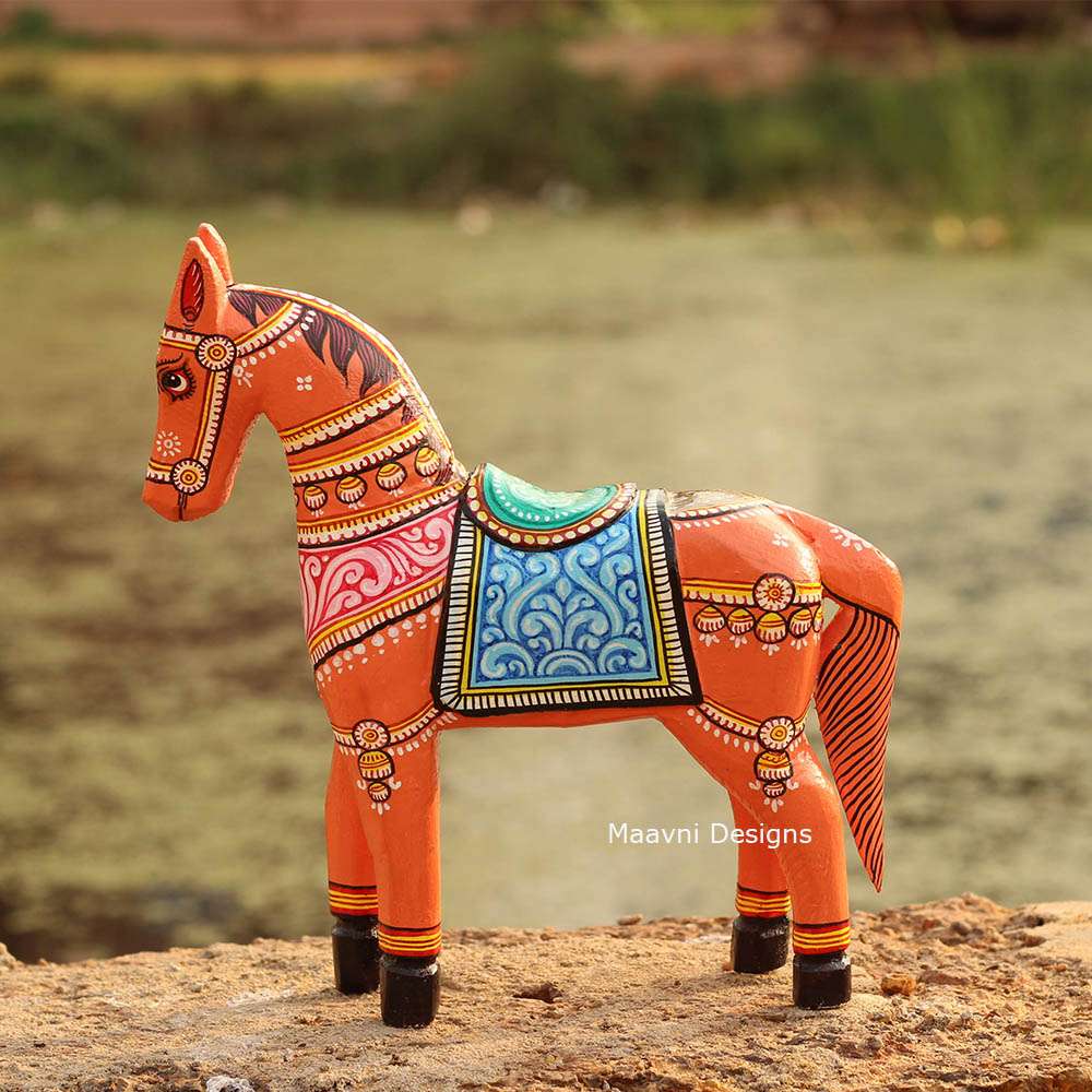 Hand-painted Pattachitra Horse Painted Painting by Maavni