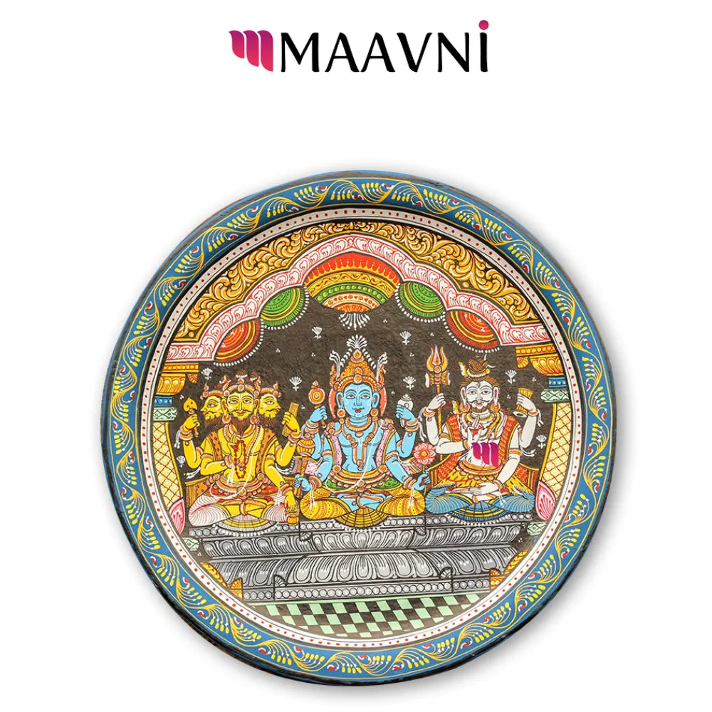 Hand-painted Pattachitra Tridev Wall Plate by Maavni