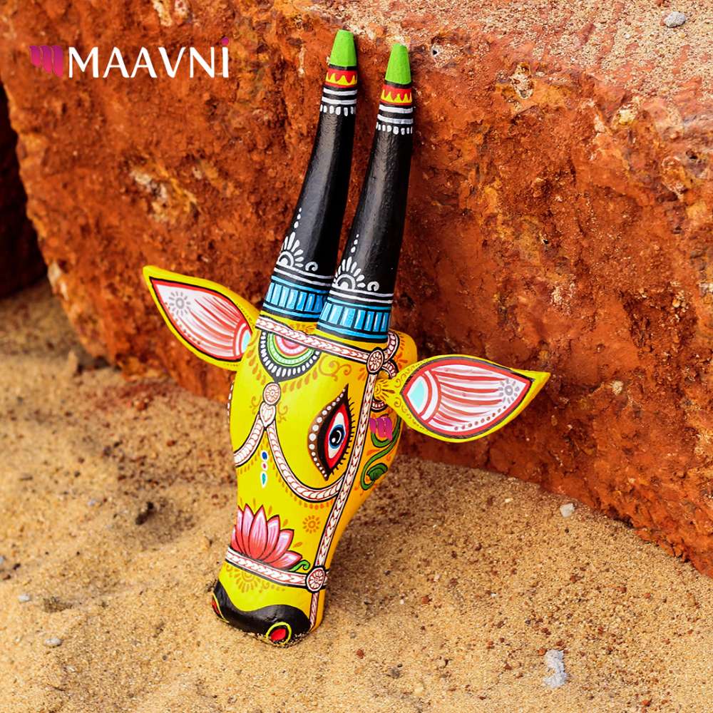 Hand-painted Pattachitra Cowhead Decor by Maavni