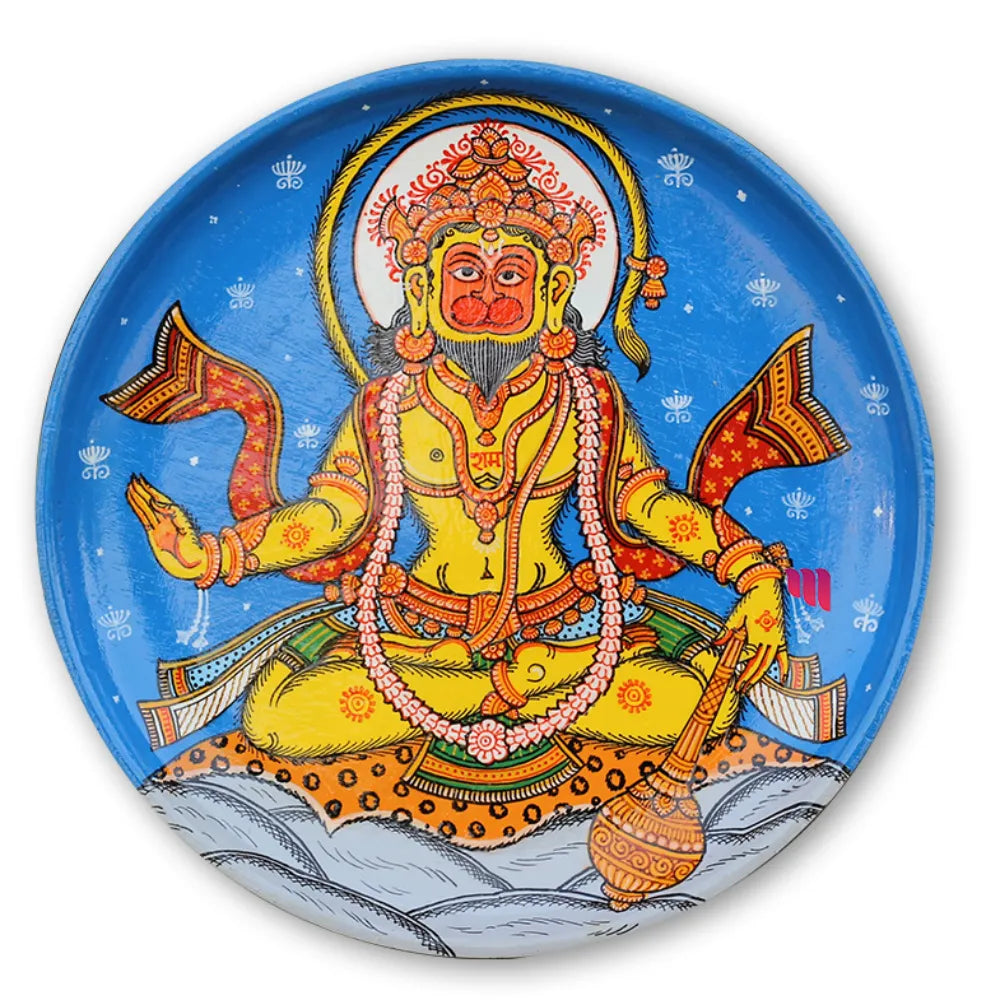 Hand-painted Pattachitra Hanuman Wall Plate by Maavni