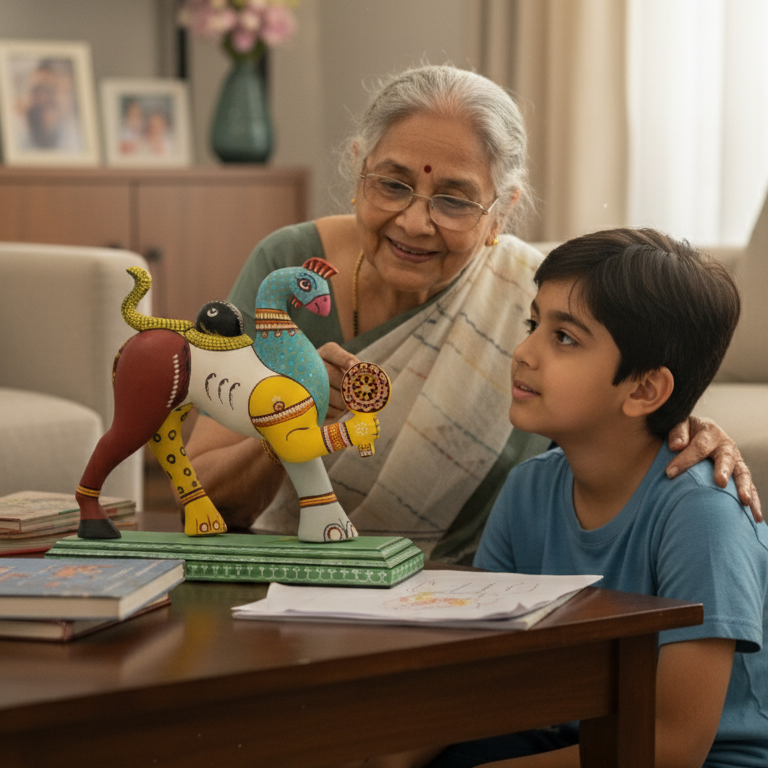 Hand-painted Pattachitra Navagunjara Figurine | Maavni
