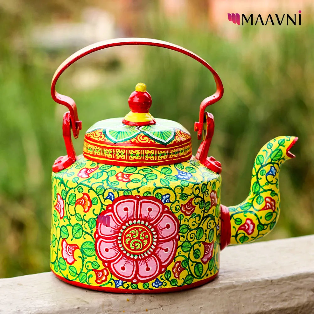 Hand-painted Pattachitra Flora Colorful Decorative Kettle gallery image by Maavni