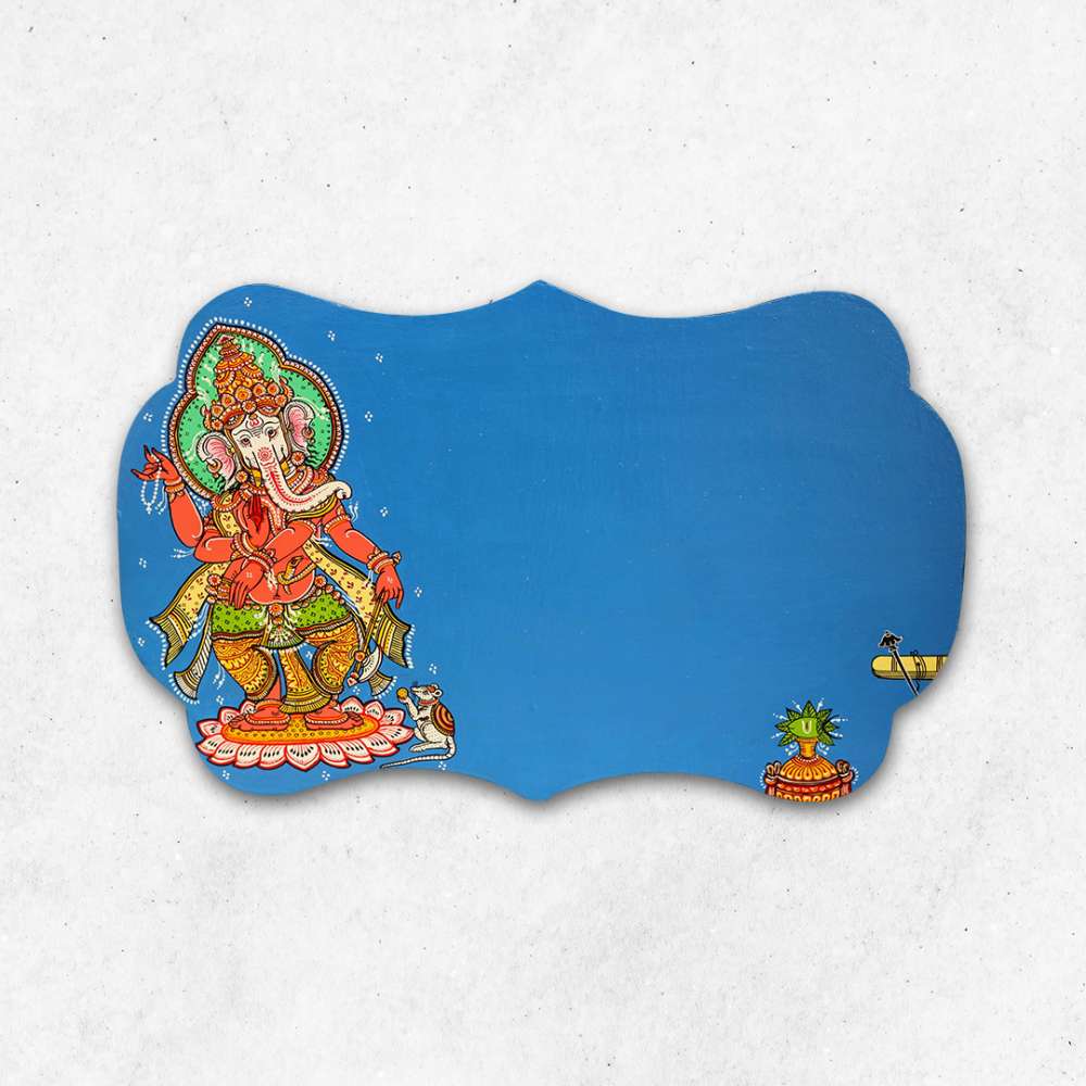 Hand-painted Pattachitra Ganesha Wall Plate gallery image by Maavni