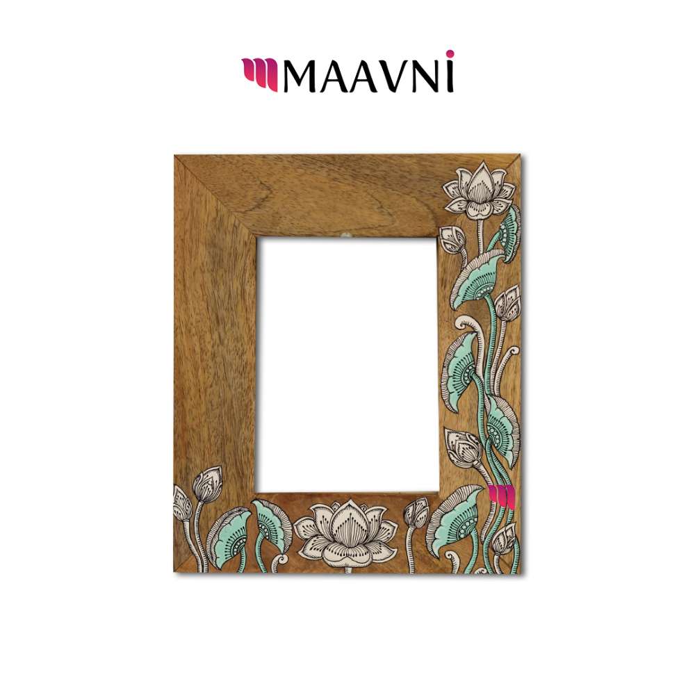 Hand-painted Pattachitra Lotus Photo Frame Decor gallery image by Maavni