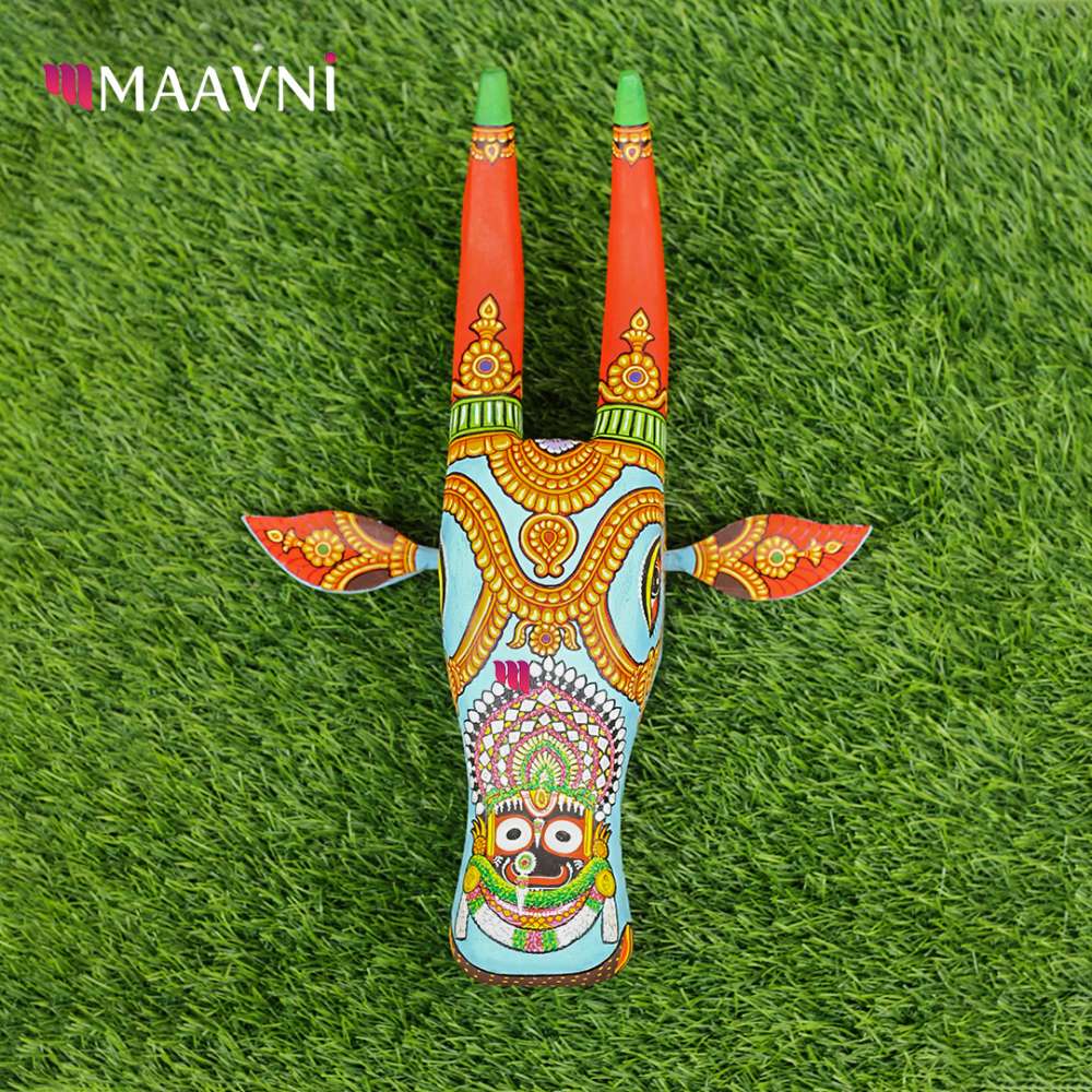 Hand-painted Pattachitra Shri Jaganath Cow Head Decor by Maavni