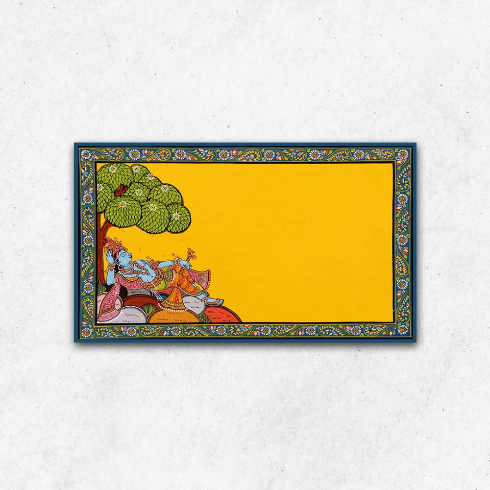 Hand-painted Pattachitra Resting Krishna Wall Plate by Maavni