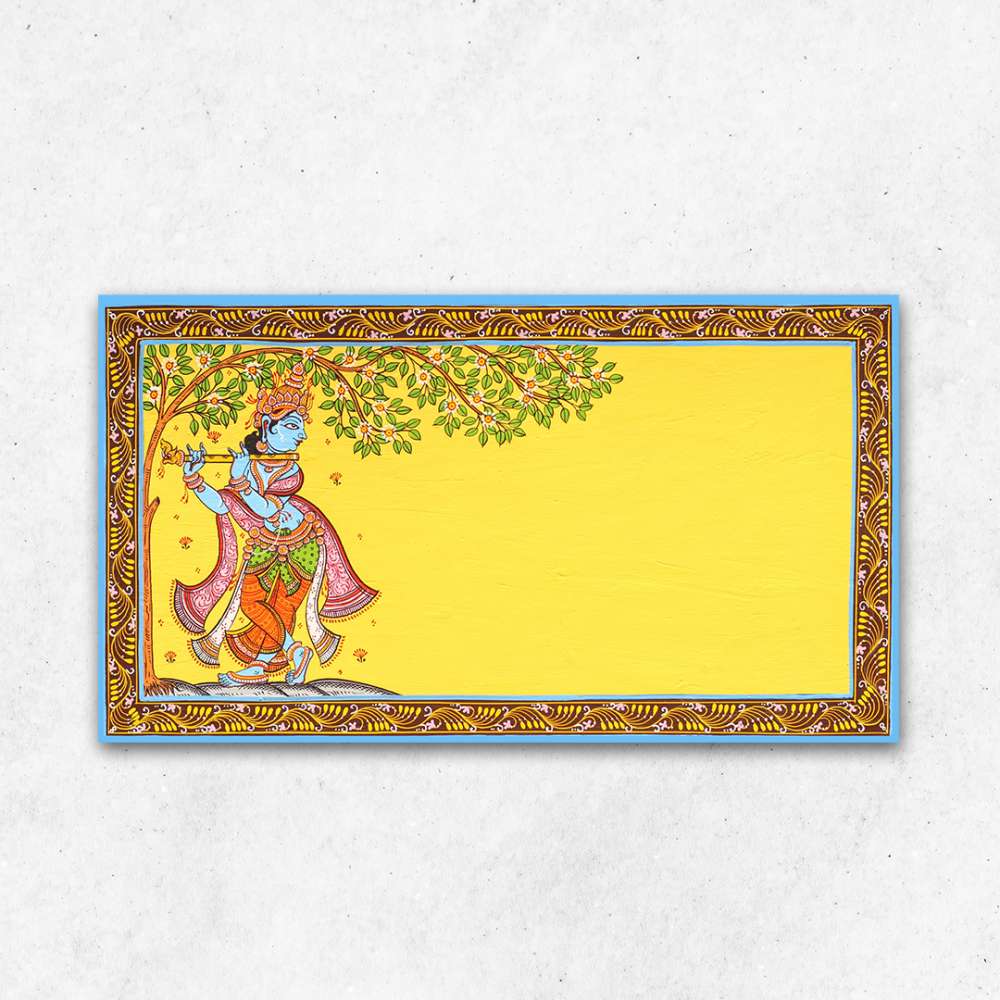 Hand-painted Pattachitra Krishna Wall Plate by Maavni