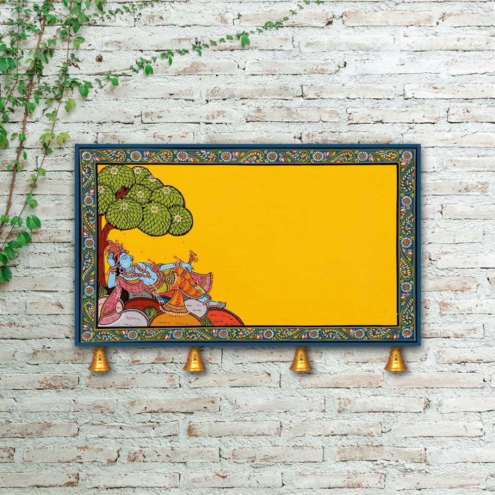 Hand-painted Pattachitra Resting Krishna Wall Plate by Maavni