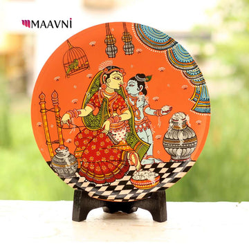 Hand-painted Pattachitra Ma Yashoda Baby Krishna Small Wall Plate by Maavni