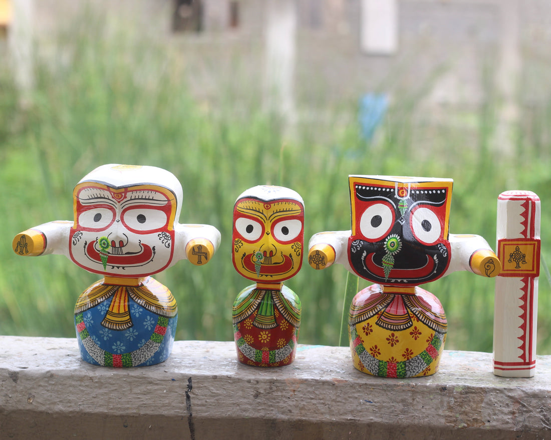 Handcrafted Wooden Jagannath Trio Idols