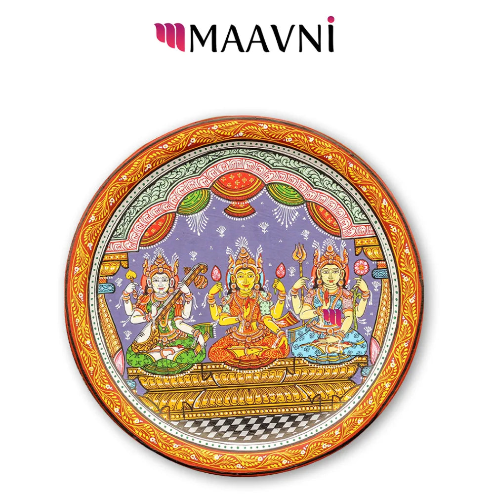Hand-painted Pattachitra Tridevi Wall Plate by Maavni