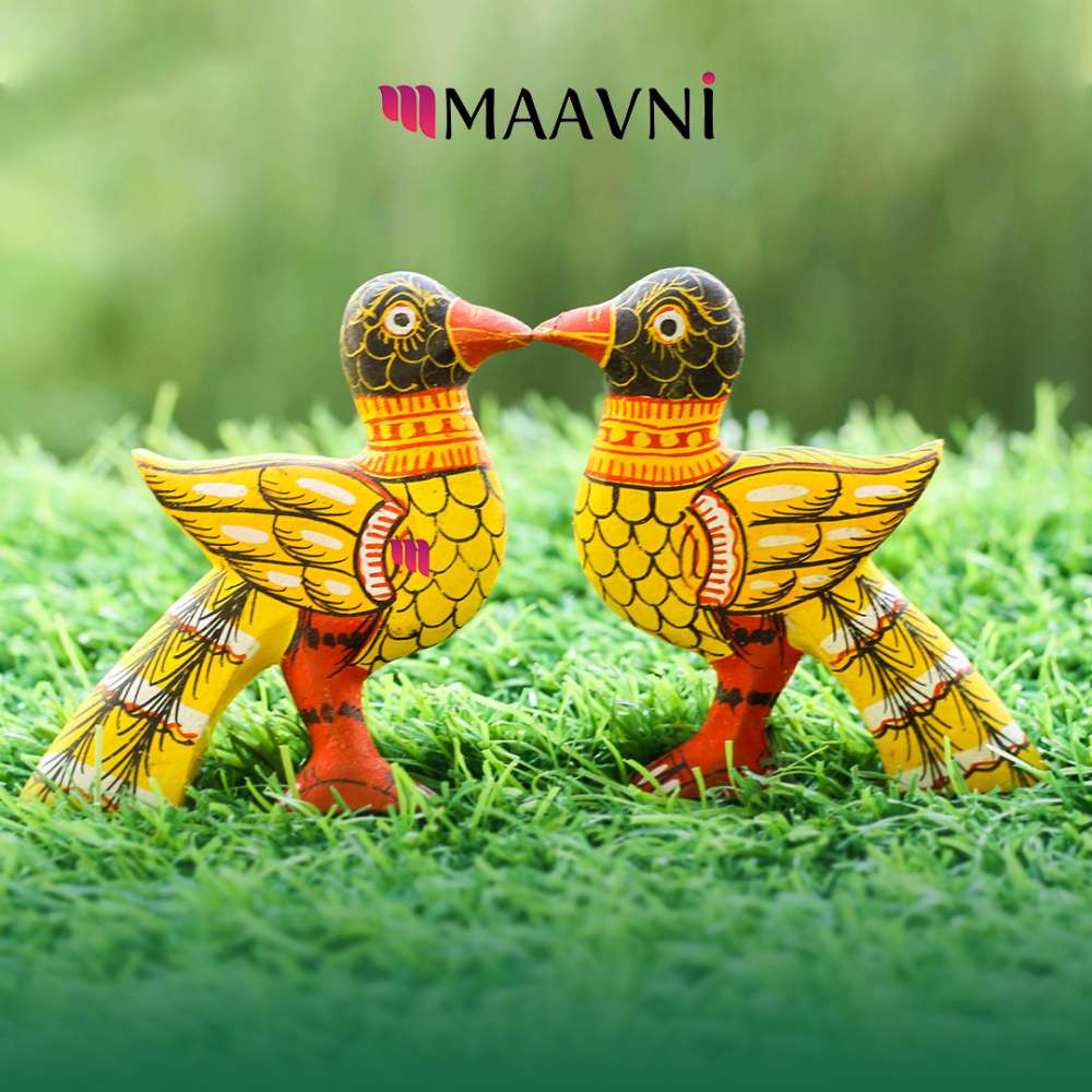 Hand-painted Pattachitra Bird Toy Cutouts Decor by Maavni