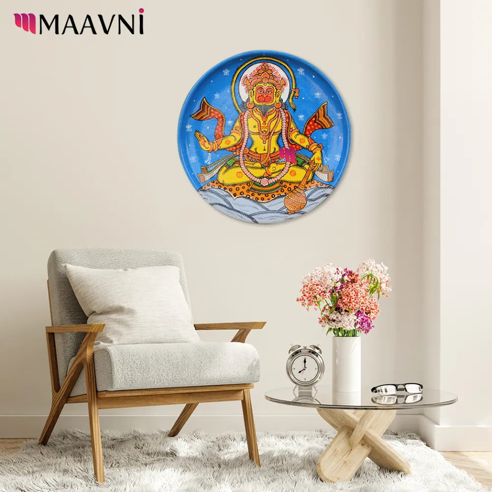 Hand-painted Pattachitra Hanuman Wall Plate gallery image by Maavni