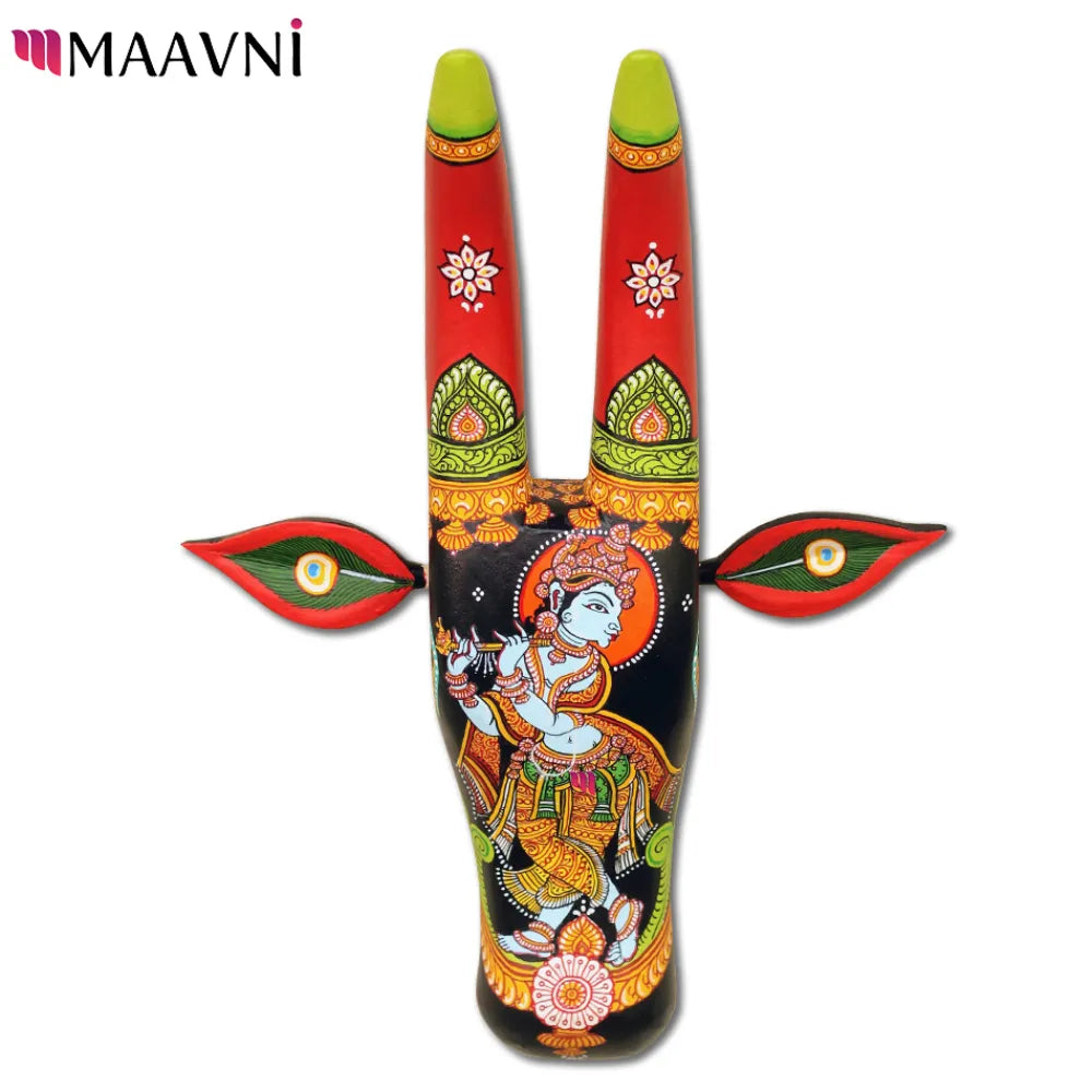 Hand-painted Pattachitra Krishna Cowhead Decor by Maavni