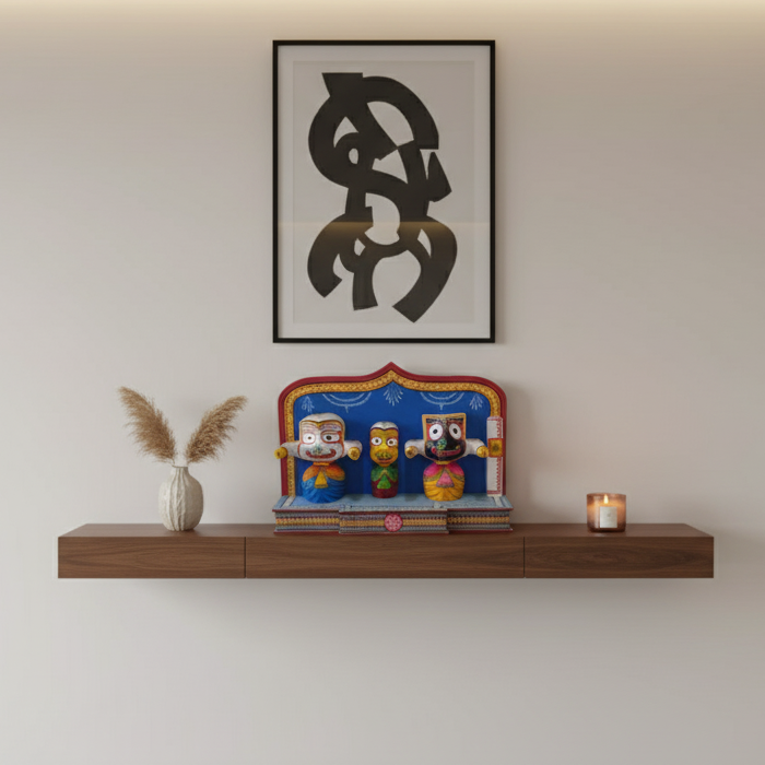 Jagannath Wooden Idol Set in wall