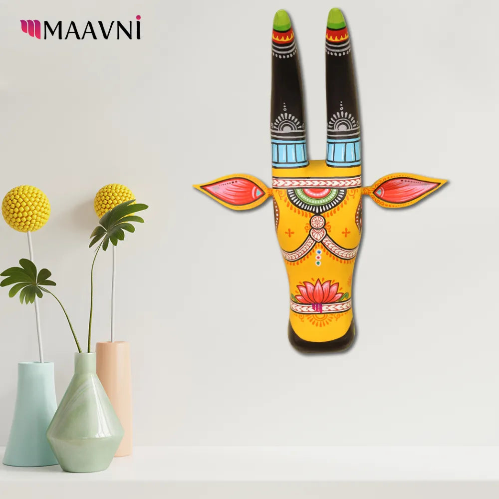 Hand-painted Pattachitra Floral Cowhead Decor gallery image by Maavni