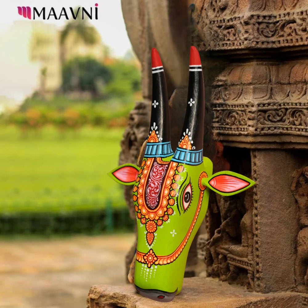 Hand-painted Pattachitra Cow Head Hand Painted Painting by Maavni