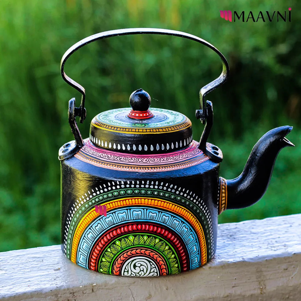 Hand-painted Pattachitra Colorful Kettle gallery image by Maavni