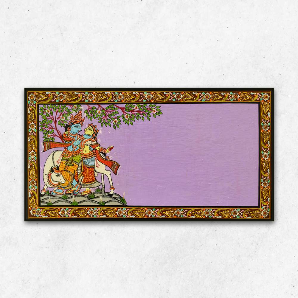 Hand-painted Pattachitra Radha Krishna Wall Plate by Maavni