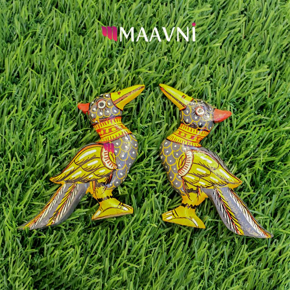Hand-painted Pattachitra Bird Toy Cutouts Decor by Maavni