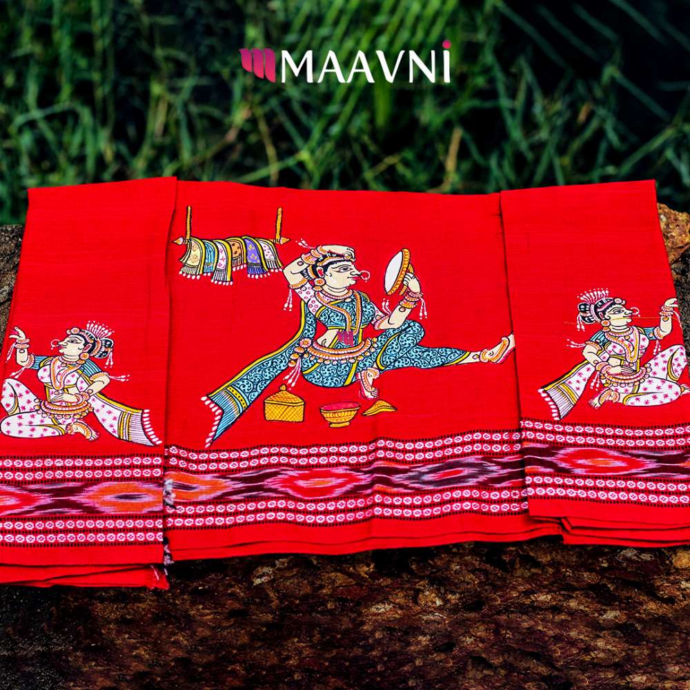 Hand-painted Pattachitra Lady Sringar Piece 1Mt Blouse by Maavni