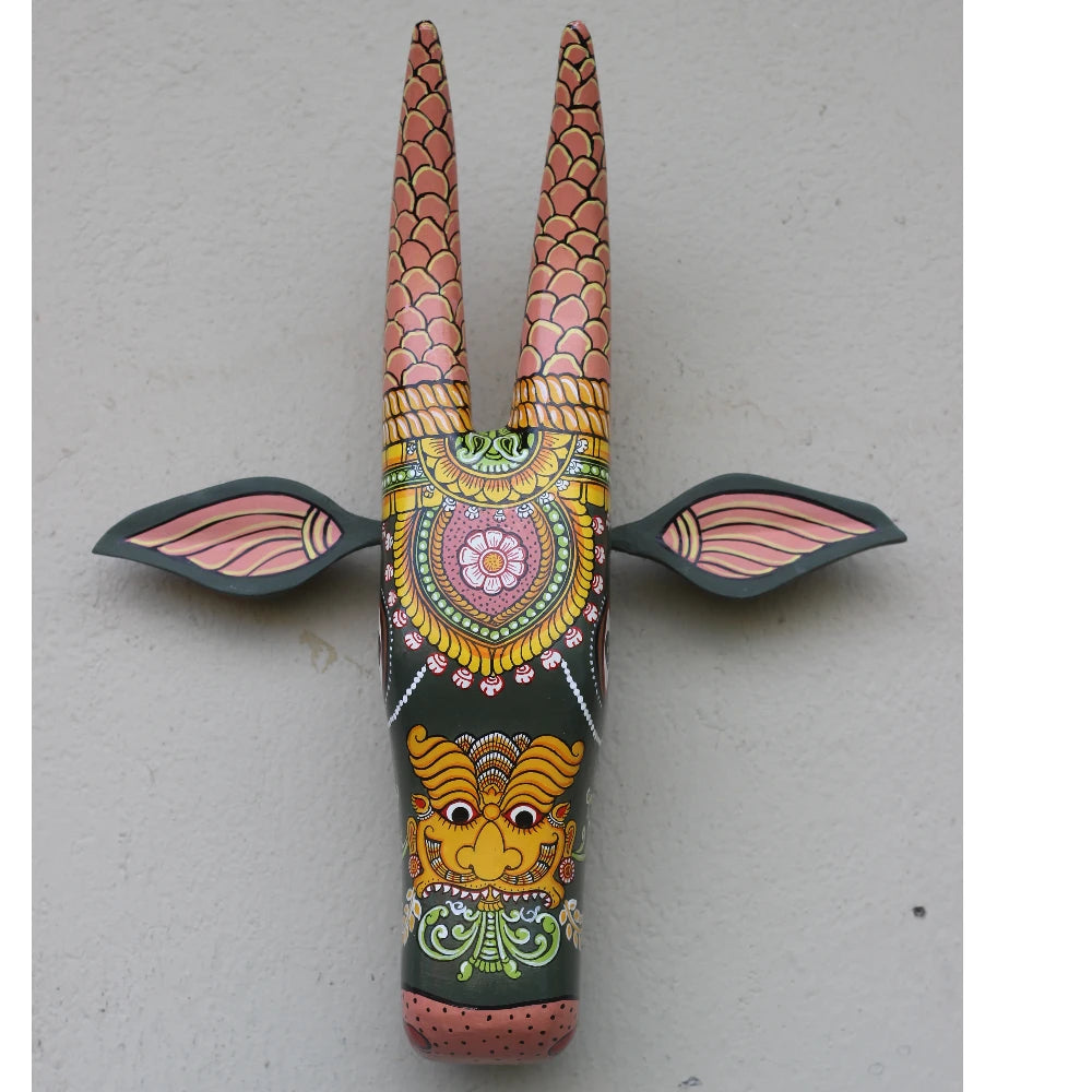 Hand-painted Pattachitra Cow Head Dark Hand Painted D Cor Painting by Maavni