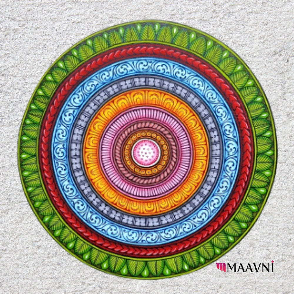 Pattachitra Border Pattern Hand-painted Pattachitra Border Wall Plate by Maavni
