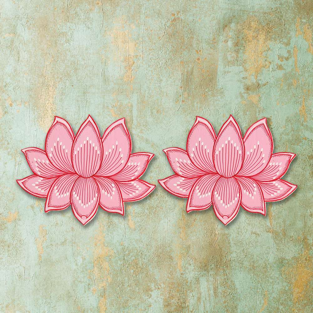 Hand-painted Pattachitra Lotus Pair Cutouts Decor by Maavni