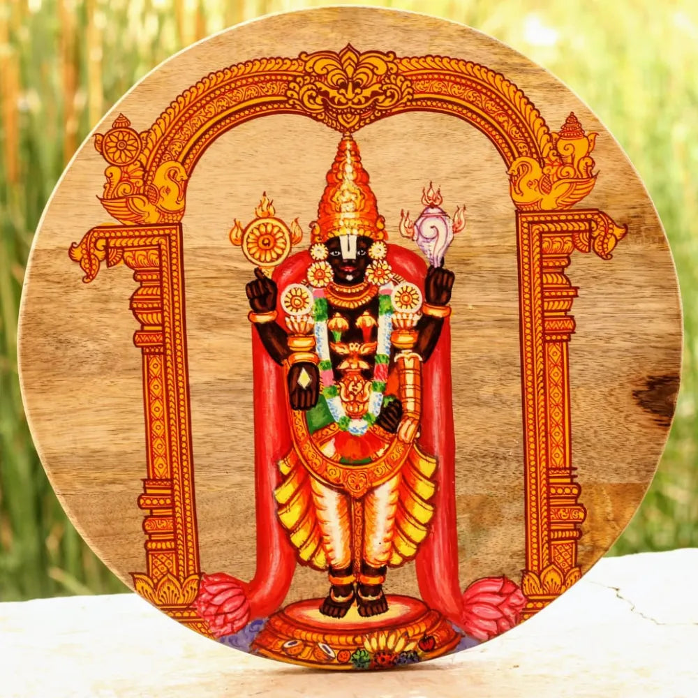 Hand-painted Pattachitra Tirupati Balaji Wall Plate by Maavni