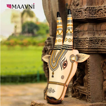 Hand-painted Pattachitra Cow Head Off Hand Painted D Cor Painting by Maavni